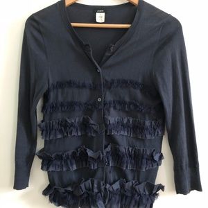 J.Crew Navy Ruffle Cardigan